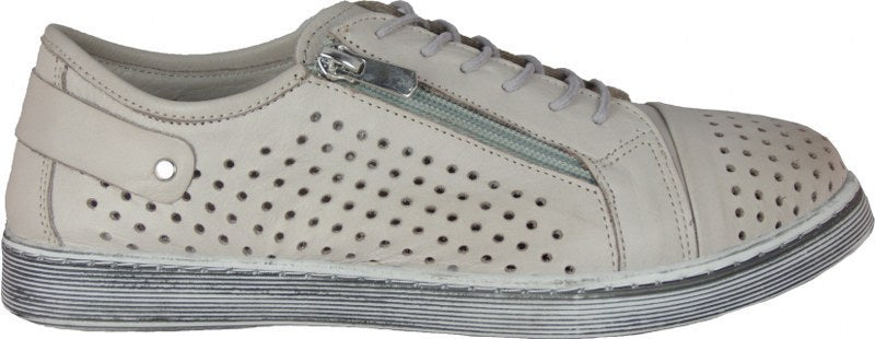 EG17-Top selling super soft Turkish leather perforated sneaker with side zip