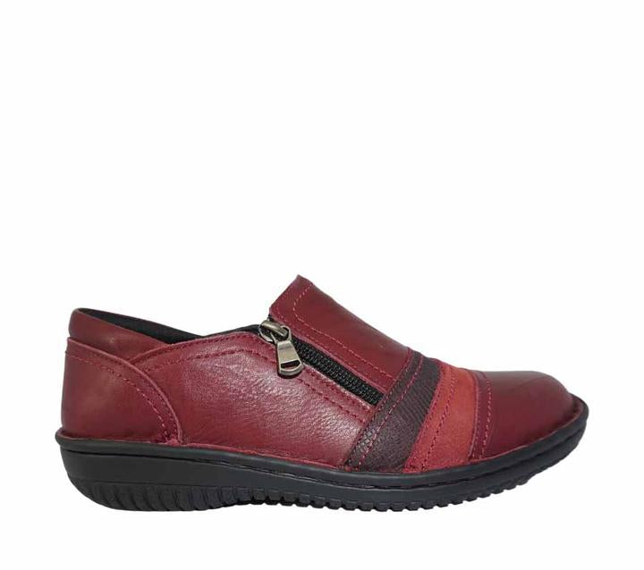 5849-27-Wide fitting Crinkle leather shoe with side zip, super comfortable