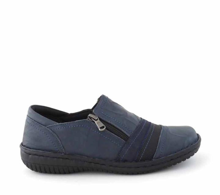 5849-27-Wide fitting Crinkle leather shoe with side zip, super comfortable